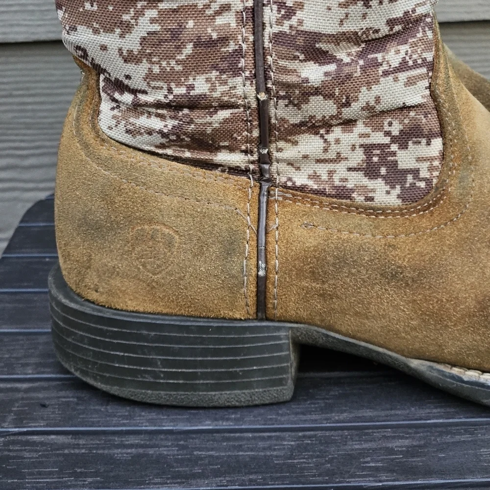 Ariat Sport Patriot Western Boot Mocha/Sand Camo Brown Cowboy Flag Mens 8.5 D